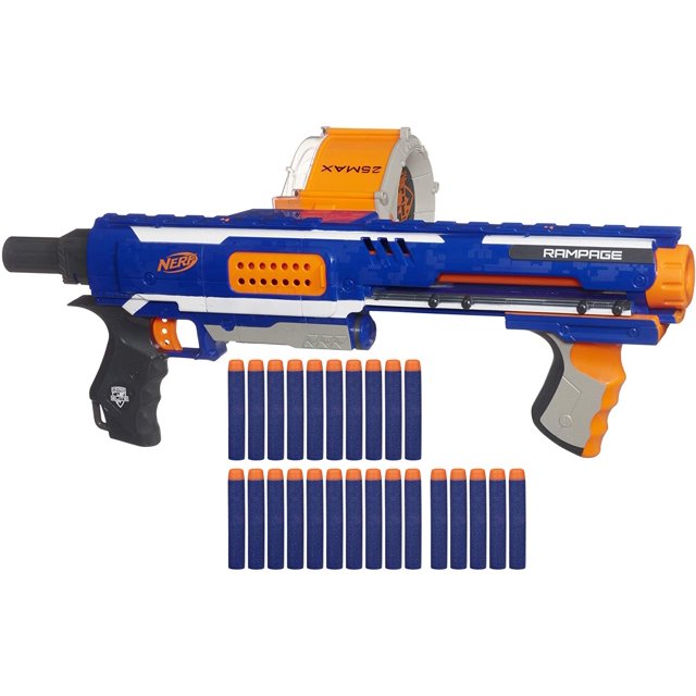 Rampage N-Strike Elite Toy Blaster NERF 98697F01 con 25 Dardos Drum Slam Fire Elite Nerf 98697F01