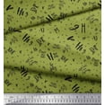 thumbnail image 3 of Soimoi Green polyester Crepe Fabric Peace On Earth Text Decor Fabric Printed Yard 52 Inch Wide, 3 of 3