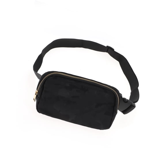 Vocoste 1 Pc Solid Color Running Waist Pack for Hiking Gym Black Nylon