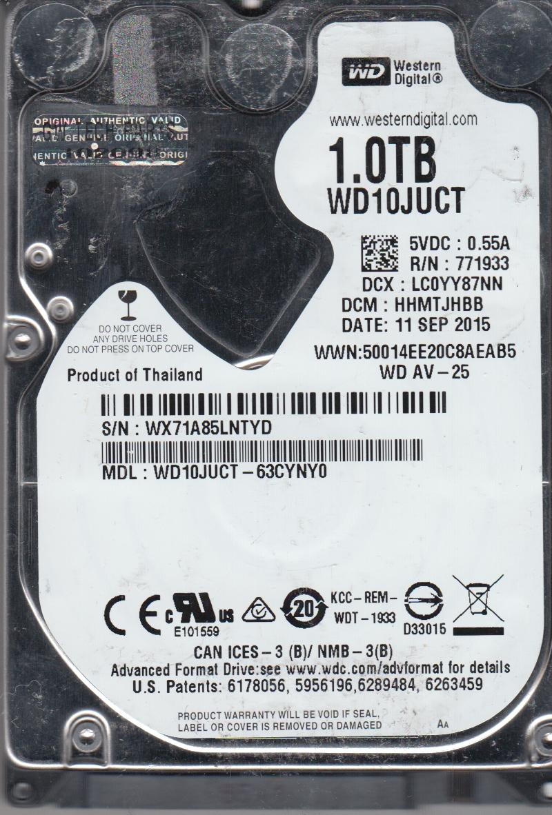 WD10JUCT-63CYNY0, DCM HHMTJHBB, Western Digital 1TB SATA 2.5 Hard Drive - image 1 of 1