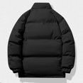 thumbnail image 4 of DayScoop Solid Color Jacket for Men Warm Coat Long Sleeve Fashion Casual Bread Double-Layer Zipper Parkas Buttons Stand-up Collar Pocket, 4 of 6
