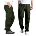 thumbnail image 3 of Juebong Men's Khaki Cargo Pants Classic Loose Fit Trousers Outdoor Casual Work Pants Sweatpants with Multi-pocket, X-Large, Army Green, 3 of 5