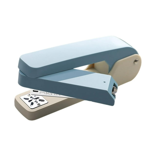 GUOOL Desktop Stapler Portable Desk Decor Rotate Desk Stapler for Dorm School Home light blue