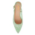 thumbnail image 3 of XYD XYD Women Pointy Toe Slingback Pumps Rhinestones Studded Mesh Low Heels Party Evening Shoes Size 6.5 Green, 3 of 4
