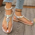 thumbnail image 4 of Flip Flop Dressy Sandals for Women 2025 Glitter Rhinestones Flats Elastic Ankle Strap Dress Sandals, 4 of 9