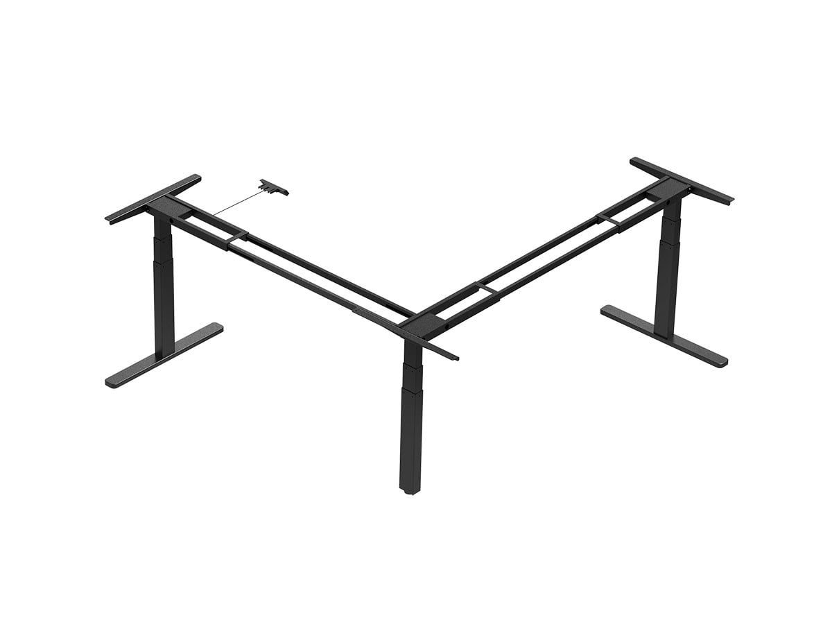 Monoprice Triple Motor Height Adjustable Sit-Stand Corner Desk Frame - Black, 3 Leg Corner, L Shaped Table Base, Programmable Memory Settings