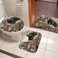 thumbnail image 5 of Vintage Forest Black Bear Bathroom Rugs Set Checkered Wood Grain Non Slip Absorbent Soft Bath Mats 3 Piece Set with Bathroom Rug, U-Shaped Floor Mat, Toilet Seat Cover Small Size, 5 of 9