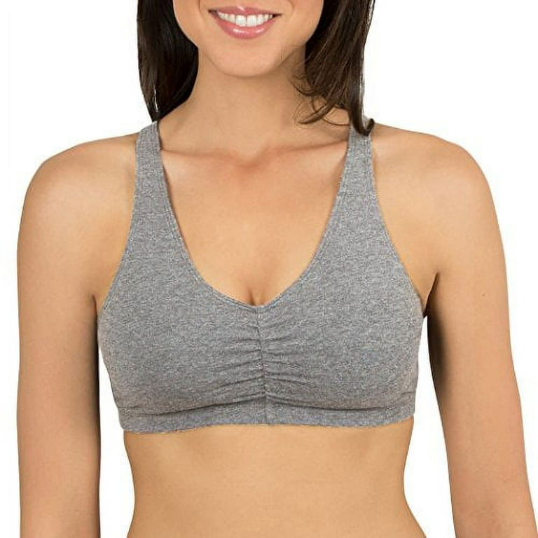 Fruit of the Loom Women's Shirred Front Racerback Sports Bra, Style-90011, 3 -Pack 
