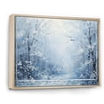 thumbnail image 3 of Designart "Snowfall Forest A Winter Landscape I" Extra Large Landscapes Framed Wall Art - Traditional Blue Winter Landscape Bedroom Framed Canvas Wall Art, 3 of 7