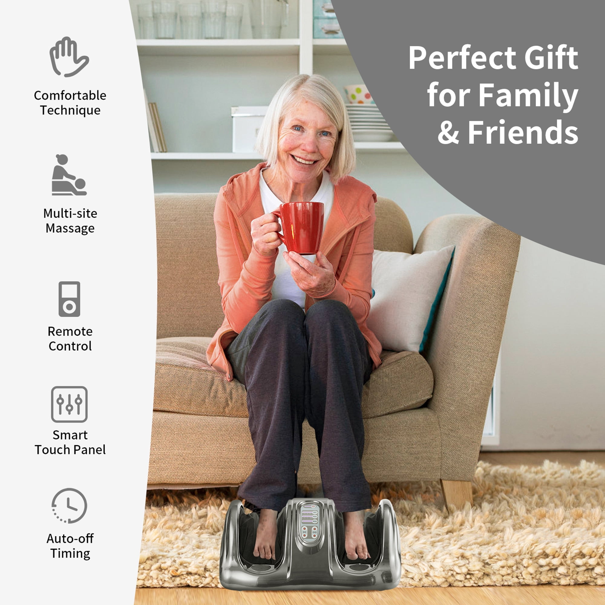 Gymax Rolling Foot Massager Shiatsu Foot Massage Machine w/ Remote Control Grey