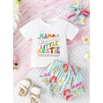 thumbnail image 2 of FEORJGP Toddler Baby Girls Summer Shorts Set 3M 6M 1T 2T 3T Infant Short Sleeve T-shirt Crew Neck Shirt Tops Elastic Waist Letters Print Shorts with Ble Girl Cartoon Cute Casual Daily Outfit, 2 of 9
