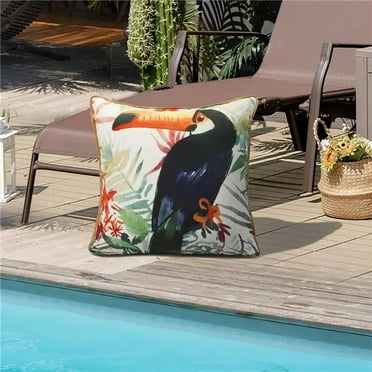 Tropical Large Outdoor Toucan Pillow 24 x 24 in Multi