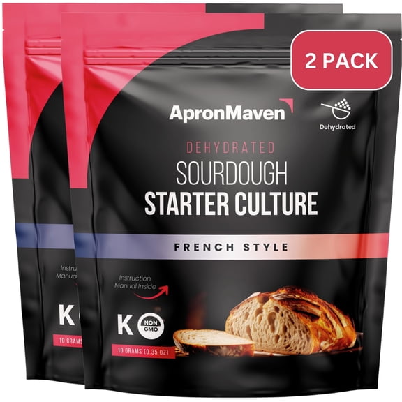 2 Pack Premium Sourdough Starter Kit - French Style Heirloom Dehydrated Sour Dough Starter Culture with Simple Activation Instructions for Homemade Artisan Bread Baking Supplies