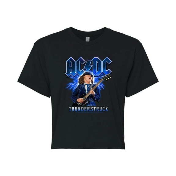 ACDC - Thunderstruck - Juniors Cropped Cotton Blend T-Shirt