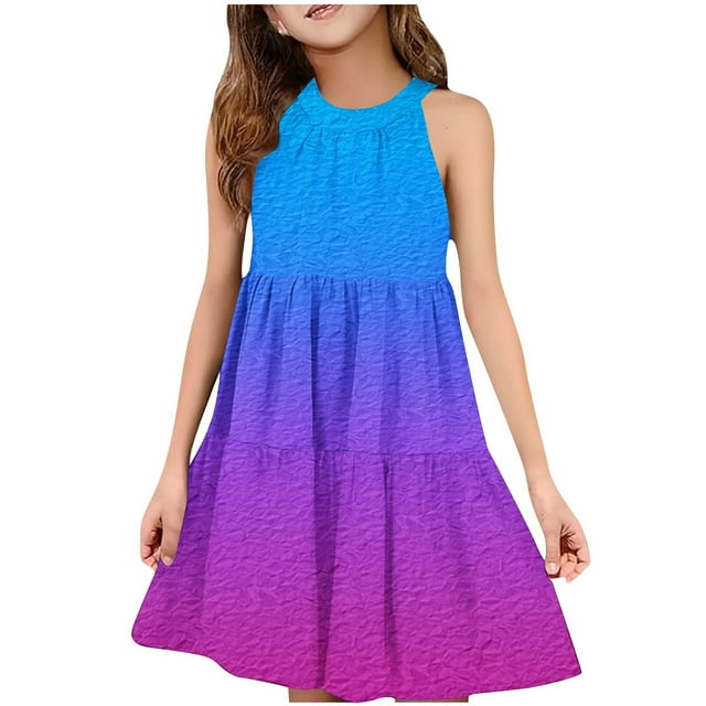 Robes d'Été Décontractées Robe d'Été Décontractée Filles Col Rond Sans Manches Robe Patchwork Robe Ludique Confortable Robe d'Été Décontractée Robes d'Été Mignonnes Robes d'Été Filles Robes d'Été
