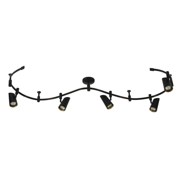Catalina Lighting Lunar Flex Track 5-Light Dimmable LED Track Light with 8' Adjustable Track Rail Modern Light Fixture for Kitchen, Living Room, Bedroom, or Office, 3000K, Black