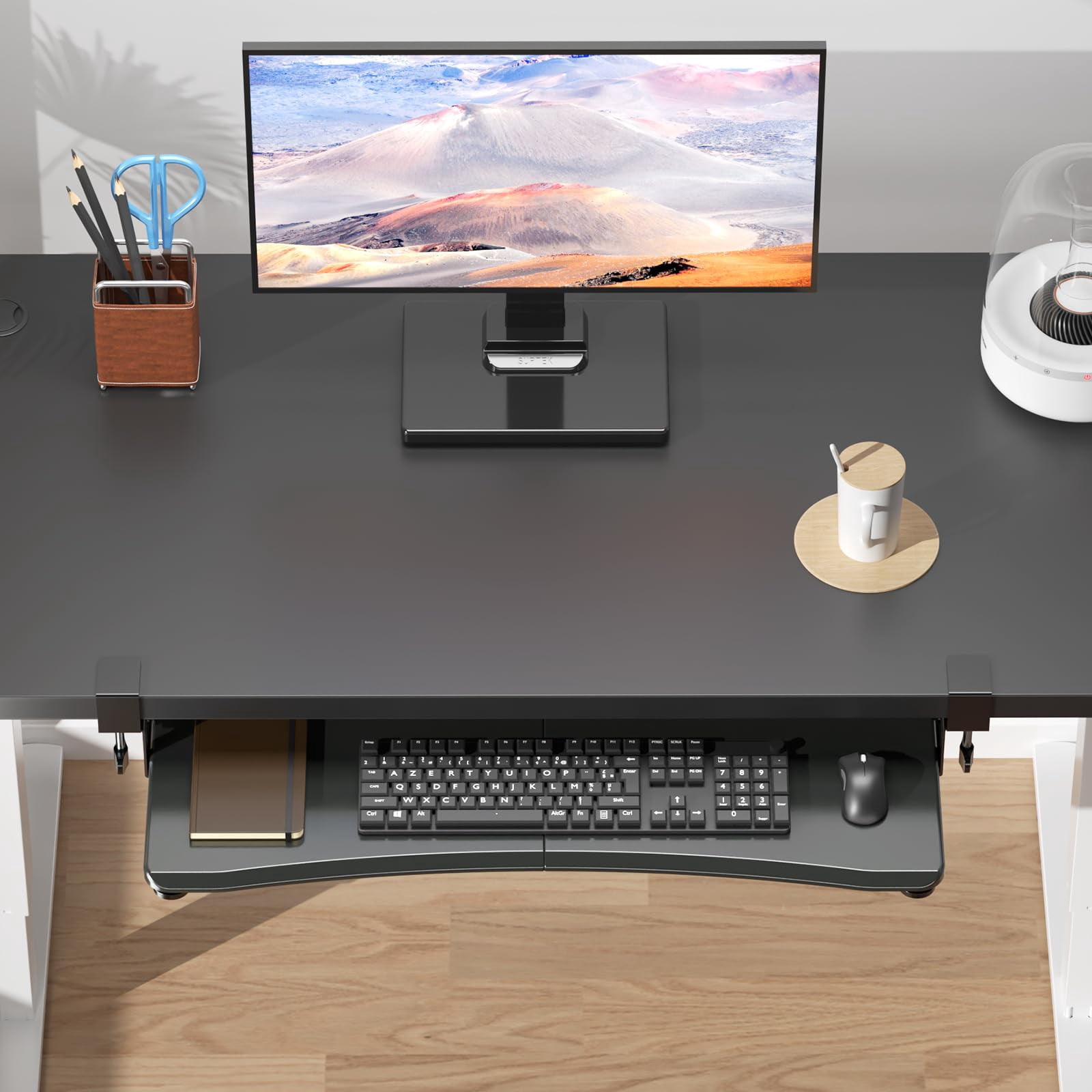 Large Tray Under Desk Pull Out With C Clamp Mount  Computer & Mouse 34 (38 Including Clamps) X 11.8 Inch Slide-out Platform Drawer For Typing Black Dsf1lb