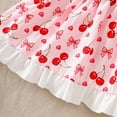 thumbnail image 7 of REDARER Girls Flutter Sleeve Cherry Bow Print Dress with Ruffle Trim Summer Casual Holiday Party Dress for Kids,18-24 Months, 7 of 7