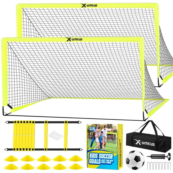 Juego de 2 goles de fútbol X-UMEUS para niños con pelota, escalera y conos, 6 x 4 pies