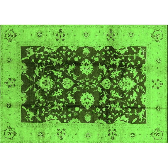 Ahgly Company Indoor Rectangle Oriental Green Traditional Area Rugs, 8' x 12'