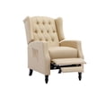 thumbnail image 4 of Arm Pushing Recliner Chair, Modern Button Tufted Wingback Manual Push Back Recliner Chair with Wood Leg & Side Pocket, Upholstered Living Room Chair Single Reclining Sofa Home Theater Seating, Camel, 4 of 7