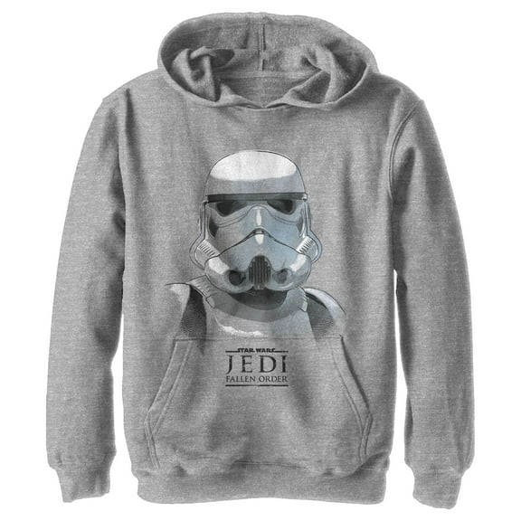 Boy's Star Wars Jedi: Fallen Order Stormtrooper Portrait  Pull Over Hoodie Athletic Heather Small