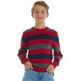 thumbnail image 4 of Sezzit Boys 100% Cotton Crewneck Sweater Soft Knit Pullover for Fall and Winter Long Sleeve Warm Knit - Red Stripes - Size 14, 4 of 7