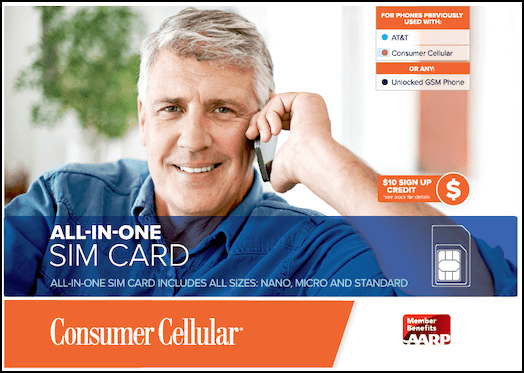 Consumer Cellular, All In One SIM Card, AT&T