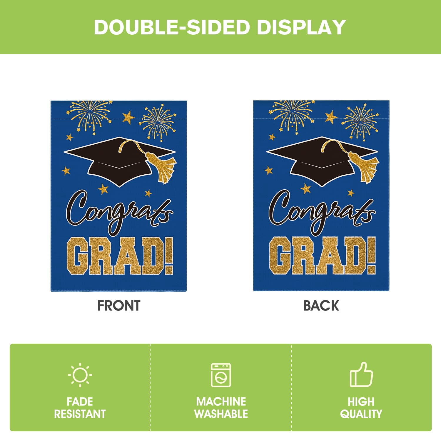 2026 Graduation Garden Flag Congratulations Graduation Ceremony Courtyard Outdoor Decoration 12 x 18 inches Graduation Diploma Hat Graduation Decoration