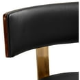 thumbnail image 4 of Studio 55D Parker Walnut Metal Bar Stool Brown Gold 25 1/2" High Modern Black Leather Cushion with Backrest Footrest for Kitchen Counter Height Island, 4 of 9
