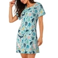 thumbnail image 2 of Fotbe Sea Animal Bata de Dormir para Mujer con Estampado, Camisón de Algodón de Manga Corta, Ropa de Dormir Casual, 2 of 6