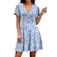 thumbnail image 3 of Hbhpov Women's Summer Causal Dresses V-Neck Short Sleeve Floral Beach Sundress M-2XL, 3 of 6