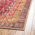 thumbnail image 6 of 2' x 6' Red and Ivory Floral Border Rectangular Rug Runner, 6 of 7