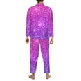 thumbnail image 5 of Bingfone Men'S Pajama Set 2 Piece Loungewear Pjs, Long Sleeve With Pajama Pants-Pink Purple Glitter, 5 of 9
