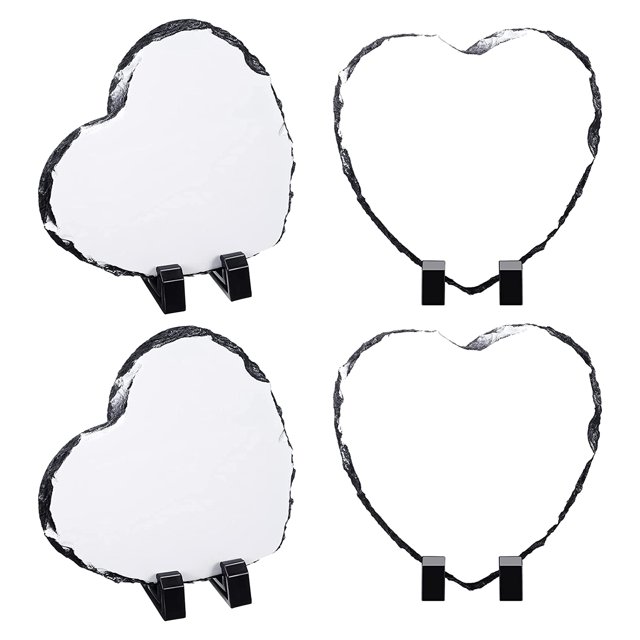 4 Uds. Pizarra Sublimada en Forma de CorazóN Pizarra en Blanco con Soporte de ExhibicióN para de Fotos Personalizado DIY