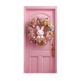 thumbnail image 2 of Adorno decorativo de corona de conejito rosa para puerta de entrada de Pascua, fondo de pancarta para puerta de jardín de flores de rosas, decoración de bienvenida navideña de 35 x 71 pulgadas, sumin, 2 of 8