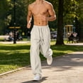 thumbnail image 7 of Hurxie Mens Baggy Sweatpants Casual Pants Elastic Drawstring Waist with Pockets Loose Fit Wide Leg Joggers Khaki,5XL, 7 of 7