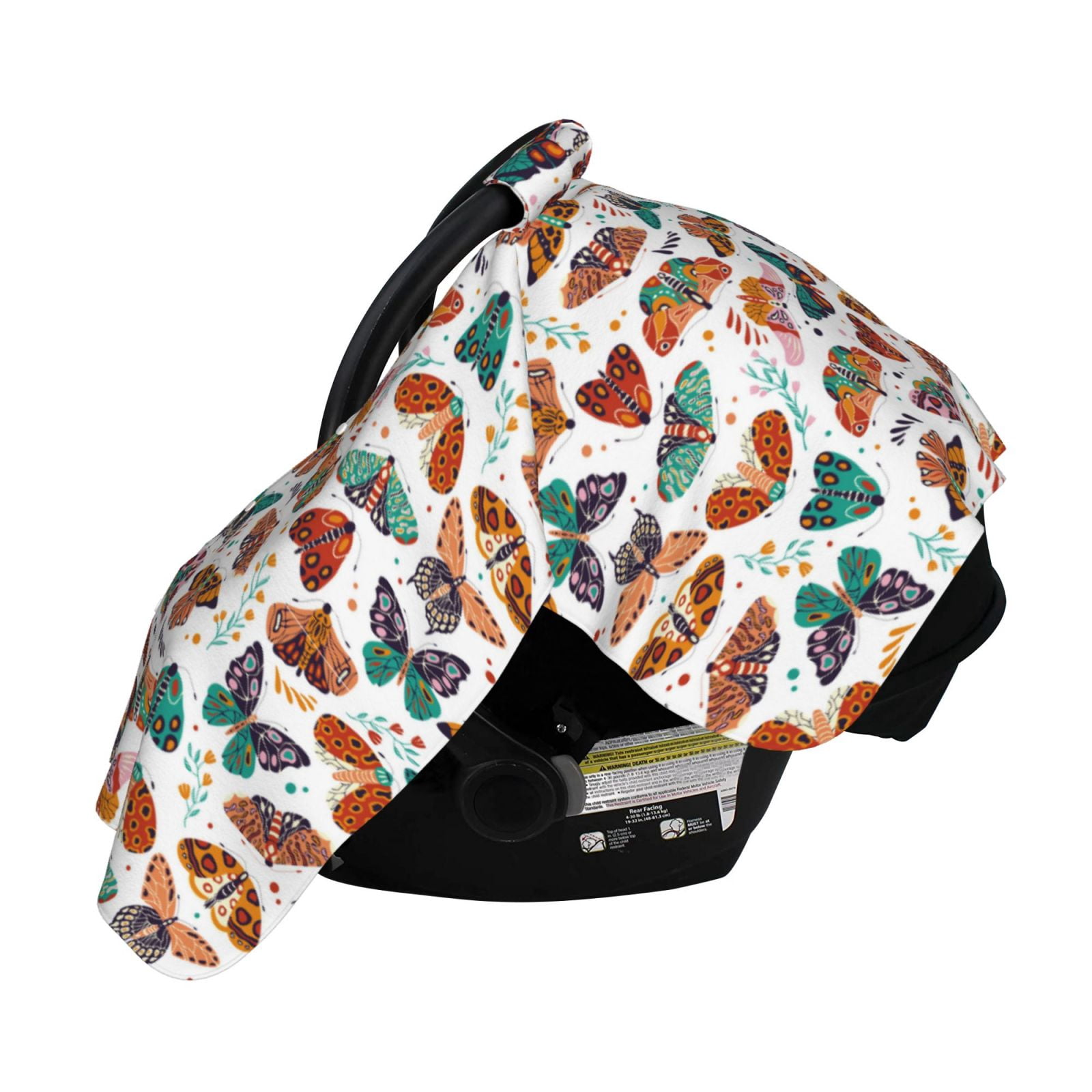 Naloa Colorful Butterfly Baby Car Seat Cover, Breathable Baby Carrier Cover, Multiuse Baby Carrier Cover & Nursing Breastfeeding Cover