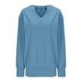 thumbnail image 4 of FRSASU Women Casual Long Sleeve V Neck Sweatshirts Solid Color Cute Loose Fit Lightweight Pullover Tops Blue, 4 of 9