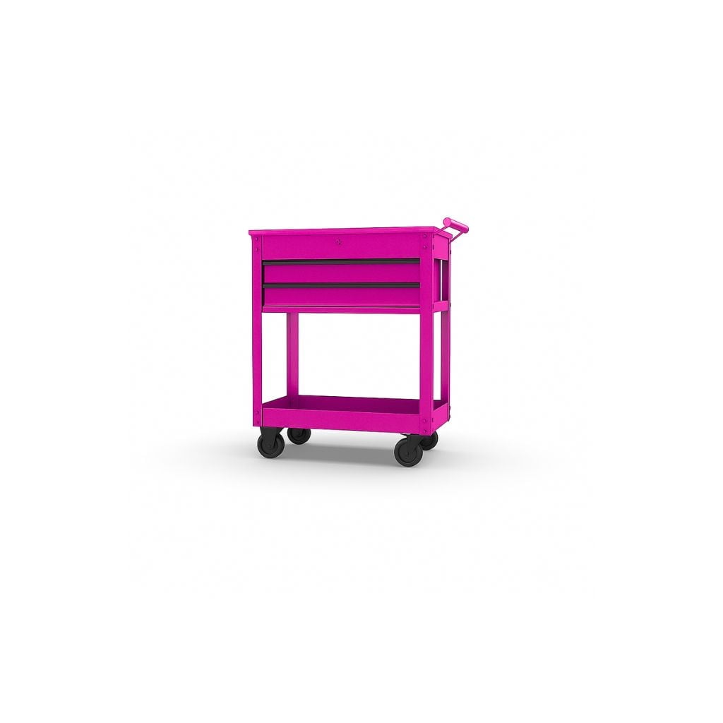 Hyper Tough 28-Inch Steel Tool Cart with Drawer, 500 lb Load Capacity, Pink Powder-Coated
