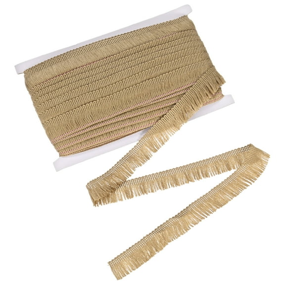 Uxcell 27 Yards Tassel Fringe Trim, 1 Inch Wide Polyester Fringe Boho Lace Sewing Fringe Trimming for Latin Dress/Skirt/Bags/DIY Decoration [Light Brown]