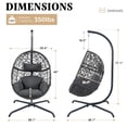 thumbnail image 5 of RADIATA Hanging Egg Chair with Stand, Outdoor Indoor Wicker Swing Chair, 350Lbs Nest Chair with Cushions, All-Weather Patio Hammock Seat for Porch Balcony Garden, Dark Gray, 5 of 8