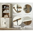 thumbnail image 6 of WAMPAT Farmhouse Entertainment Center with Bookshelf for TVs up to 75",Mid Century Modern TV Stand with 73"H Tall 5-Tier Bookcase with Open Storage and Barn Doors for Living Room,Bedroom,Cream White, 6 of 8