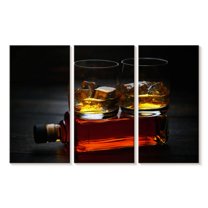 Elephant Stock Full Whiskey Bottle Wall Art - Horizontal Multi Panel Canvas - Living Room Wall Decor - Food And Drink Multi Panel - Black And Orange Decor - 45" x 28"