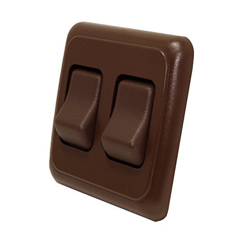RV Camper Trailer Marine Boat Double 2 Gang On-Off 12 volt Brown Light Switch 