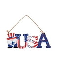 thumbnail image 4 of SDJMa USA Letter Wood Sign American Star Patriotic Gnome Hanging Wooden Plaque with Ropes for Memorial Day Veterans Day Independence Day Decorative, 4 of 8