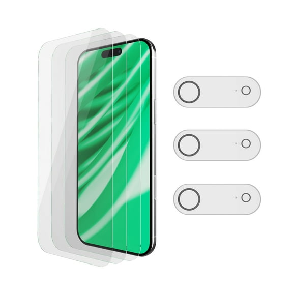 onn iPhone Air 3-Pack Glass Screen Protector with Camera Glass and Easy Installation Frame