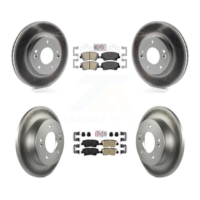 Transit Auto Front Rear Ceramic Pads and Coated Disc Brake Rotors Kit for Car Hyundai Elantra GT Kia Forte Koup KGA-101572