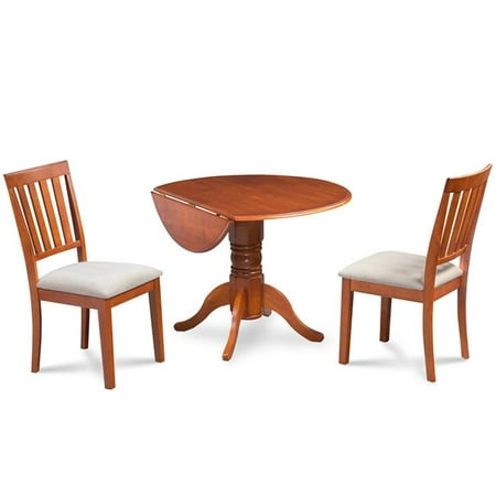 Furniture Burlington Ma M&D Furniture BUMO3-SBR-C Burlington 3 Piece small kitchen table set-kitchen table and 2 dining chairs in Saddle Brown finish ()