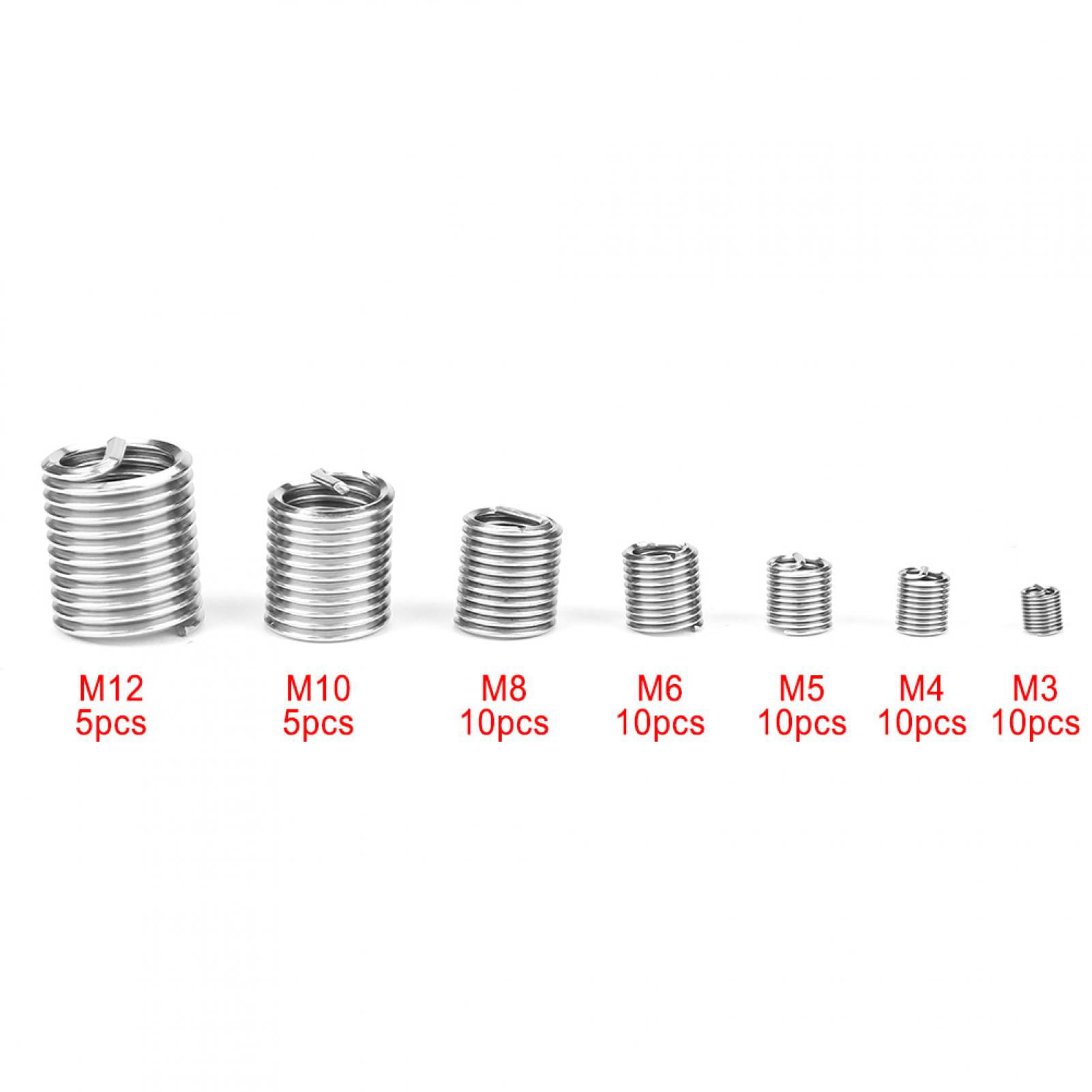 Threaded Inserts 60Pcs M3/4/5/6/8/10/12 Stainless Steel Coiled Wire Helical Screw Threaded Inserts Set for Aluminum,Magnesium 